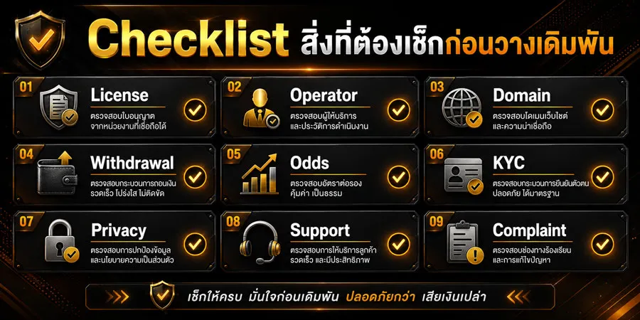Checklist เว็บแทงบอลถูกกฎหมาย